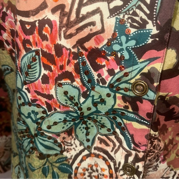 Women’s multicolor Gaudy Couture jean jacket sz XL - Picture 3 of 11